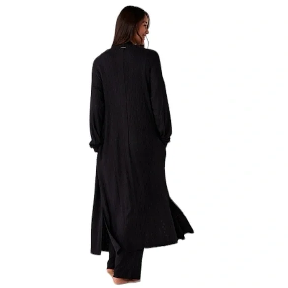 La Vie en Rose Lounge NWT Black Cable Knit Long Cardigan CHOOSE SIZE S or M NEW - Picture 2 of 11